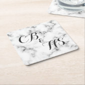 Monogram of initialen marmeren effect kartonnen onderzetters (Schuin)