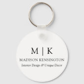 Monogram of Logo Business Round toevoegen Sleutelhanger (Voorkant)