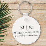 Monogram of Logo Business Round toevoegen Sleutelhanger<br><div class="desc">Moderne minimalistische Sleutelhanger. Zwart-wit of kies uw aangepaste kleuren. Ideaal voor kleine bedrijven,  bedrijfsmerken,  zelfstandigen,  show- of gebeurtenisbeheer en meer. Eenvoudig aan te passen met uw monogram-initialen,  bedrijfsnaam en -informatie,  taaktitel,  slogan of zelfs uw eigen logo- of merkontwerp toe te voegen.</div>
