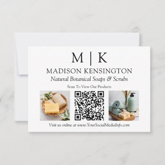 Monogram of logo toevoegen Bedrijf 2 foto's QR-cod Kaart (Voorkant)