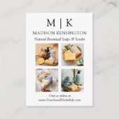 Monogram of logo toevoegen Bedrijfs QR-code 4 foto Informatiekaartje (Voorkant)