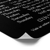 Monogram of Logo toevoegen kantooruren Small Black Poster (Hoek)