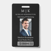 Monogram of logo toevoegen Zwart streepjescode fot Badge (Voorzijde)