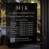 Monogram of Logo Zakelijke uren QR-code Zwart Raamsticker