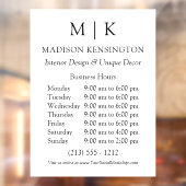 Monogram of Logo Zakelijke uren Raamsticker (Vel 2)