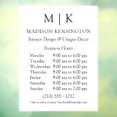 Monogram of Logo Zakelijke uren Raamsticker (Vel 3)