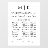 Monogram of Logo Zakelijke uren Raamsticker (Vel)