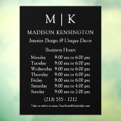 Monogram of Logo Zakelijke uren Zwart Raamsticker (Vel 3)