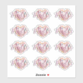 Monogram of naam toevoegen Cute Blush Roze Hart Di Sticker