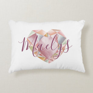 Monogram of naam toevoegen Schattige Blush Pink He Accent Kussen