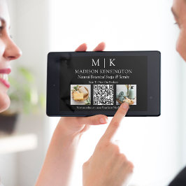 Monogram of toevoegen Logo Business 2 foto QR code Kaart