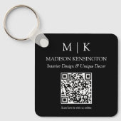 Monogram of toevoegen Logo Business Black QR Code Sleutelhanger (Voorkant)