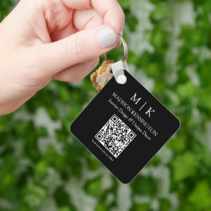 Monogram of toevoegen Logo Business Black QR Code  Sleutelhanger