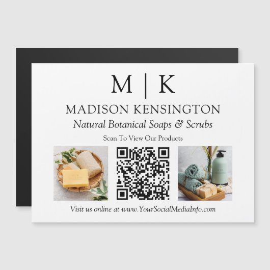 Monogram of toevoegen Logo Photo Business QR Code (Voorkant / Achterkant)