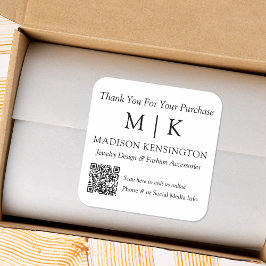 Monogram of voeg de BedrijfsQR Code van de Logo to Vierkante Sticker
