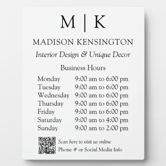 Monogram of voeg de Code van de Bedrijfsuren van d Fotoplaat (Voorkant)