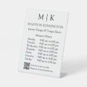 Monogram of voeg de Code van de Bedrijfsuren van d Reclamebord Met Voetstuk (Voorkant)