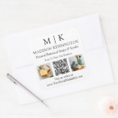 Monogram of voeg de Foto's Van Bedrijfs QR van de  Vierkante Sticker (Envelop)
