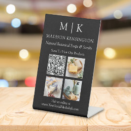 Monogram of voeg de Foto's van de Bedrijfs QR van  Reclamebord Met Voetstuk