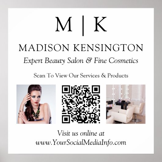 Monogram of voeg de Foto's van de Code van Bedrijf Poster (Voorkant)