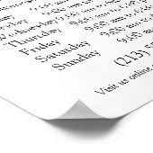 Monogram of voeg kleine Logo-bedrijfsuren toe Poster (Hoek)