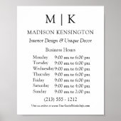 Monogram of voeg kleine Logo-bedrijfsuren toe Poster (Voorkant)