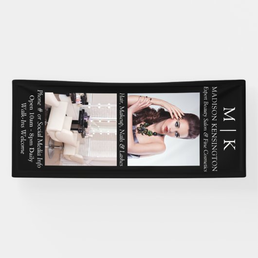 Monogram of voeg Logo 2 Foto Business Black toe Spandoek (Horizontaal)