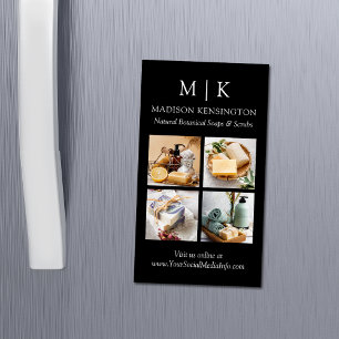 Monogram of voeg Logo 4 Foto's toe Magnetisch Visitekaartje