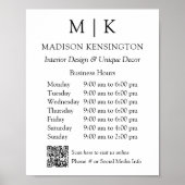 Monogram of voeg Logo-Bedrijfsuren QR Code toe Kle Poster (Voorkant)