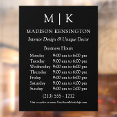 Monogram of voeg Logo bedrijfsuren zwart toe Raamsticker (Vel 2)