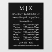 Monogram of voeg Logo bedrijfsuren zwart toe Raamsticker (Vel)