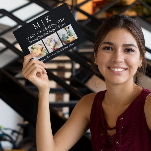 Monogram of voeg Logo Business 3 Foto toe Kaart