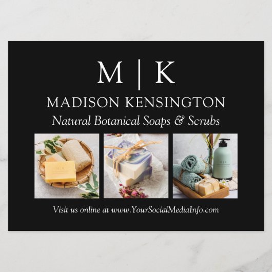 Monogram of voeg Logo Business 3 Foto toe Kaart (Voorkant)