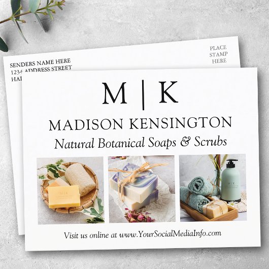 Monogram of voeg Logo Business 3 Foto's toe Briefkaart