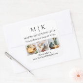Monogram of voeg Logo Business 3 Foto's toe Vierkante Sticker (Envelop)