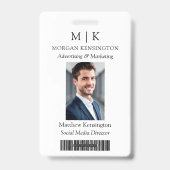 Monogram of voeg Logo Business Barcode Foto toe Badge (Voorkant)