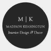 Monogram of voeg Logo Business Black Envelope Seal Ronde Sticker (Voorkant)