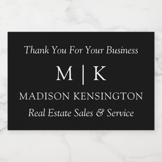 Monogram of voeg Logo Business Black Mini toe Sparkling Wijnetiket (Enkel label)