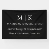 Monogram of voeg Logo Business Black Outdoor toe Spandoek (Horizontaal)