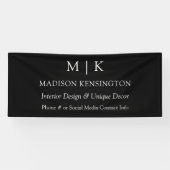 Monogram of voeg Logo Business Black Outdoor toe Spandoek (Horizontaal)