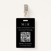 Monogram of voeg Logo Business Black QR Code toe Badge (Voorkant met clip)