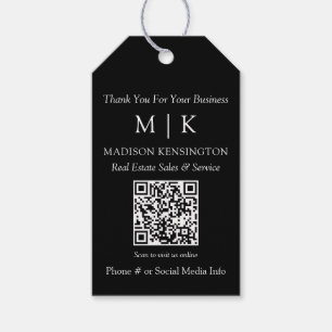 Monogram of voeg Logo Business Black QR Code toe Cadeaulabel