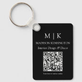 Monogram of voeg Logo Business Black QR Code toe Sleutelhanger (Voorkant)