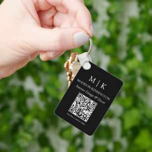 Monogram of voeg Logo Business Black QR Code toe Sleutelhanger