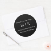 Monogram of voeg Logo Business Black Round Sticker (Envelop)