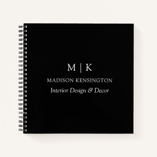 Monogram of voeg Logo Business Black Square toe Notitieboek (Voorkant)