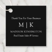 Monogram of voeg Logo Business Black toe Bedankjes Labels (Voorkant)