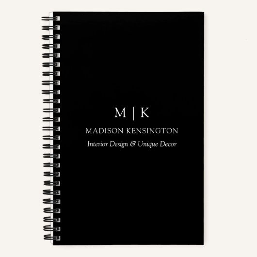 Monogram of voeg Logo Business Black toe Notitieboek (Voorkant)