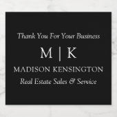 Monogram of voeg Logo Business Black toe Sparkling Wijnetiket (Enkel label)
