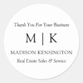 Monogram of voeg Logo Business Gift Small toe Ronde Sticker (Voorkant)